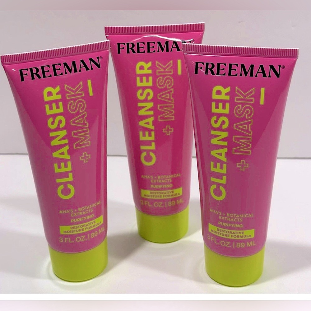 FREEMAN Cleanser + Mask AHA's + Botanical Extracts Purifying 3 Fl Oz - Lot of 3